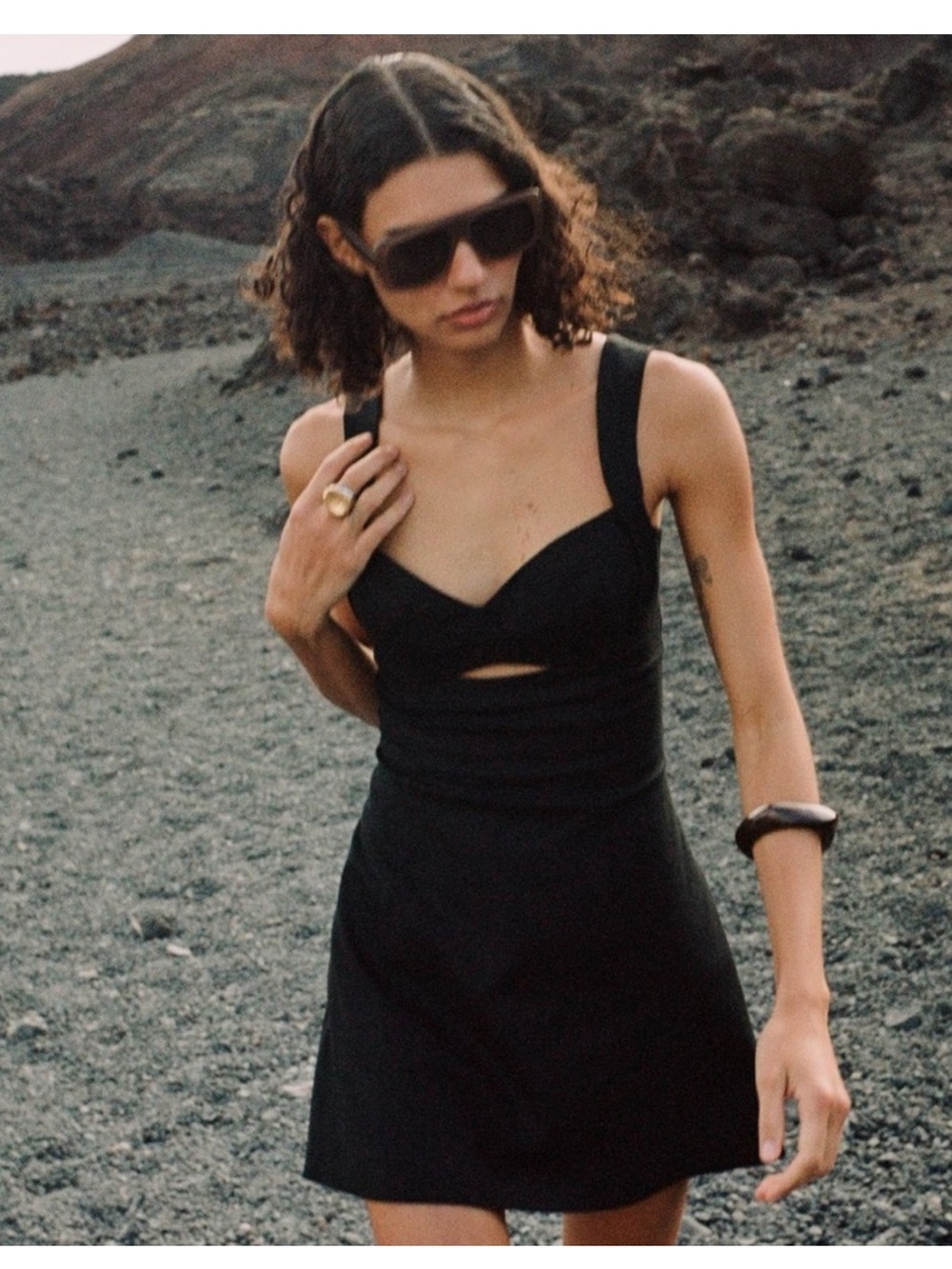 Zara Black Cotton Blend Slip Dress Structured Bust and peekaboo detail SMALL